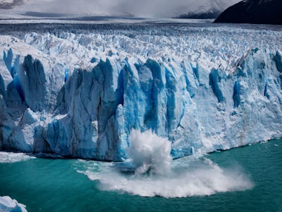 Glacier calving into the sea