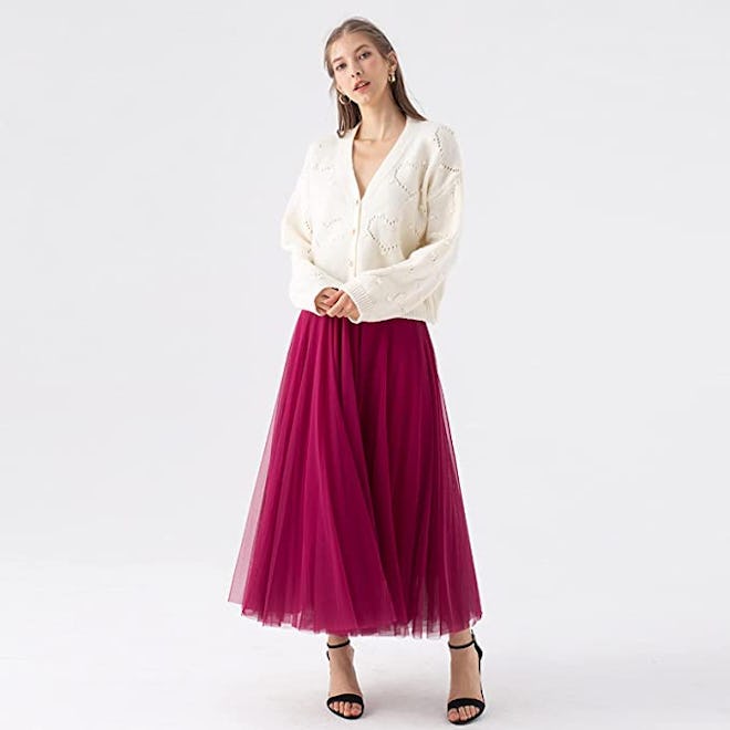 CHICWISH Layered Tulle Maxi Skirt