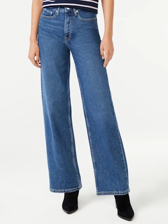 High Rise 70’S Full Wide Leg Straight Jeans