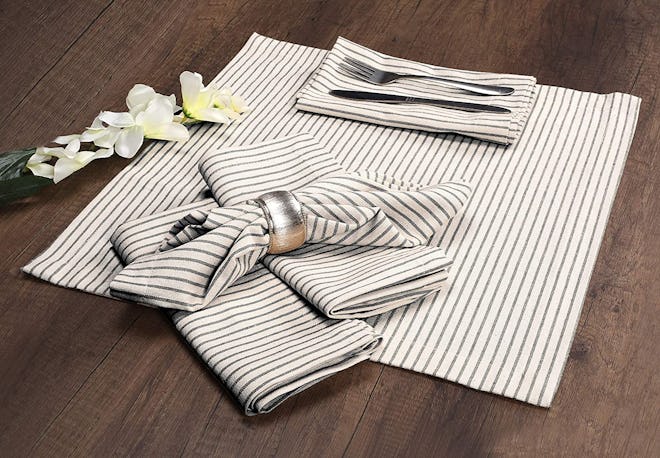 Native Fab Farmhouse Stripe Cloth Dinner Napkins (12-Pack)