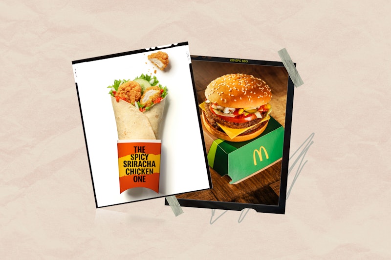 Spicy Sriracha Chicken Wrap and Double McPlant Burger