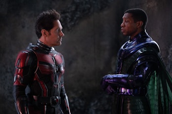 Paul Rudd as Scott Lang and Jonathan Majors as Kang the Conqueror in Ant-Man and the Wasp: Quantuman...