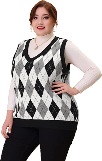 Agnes Orinda Plus Size Cable Knit Vest