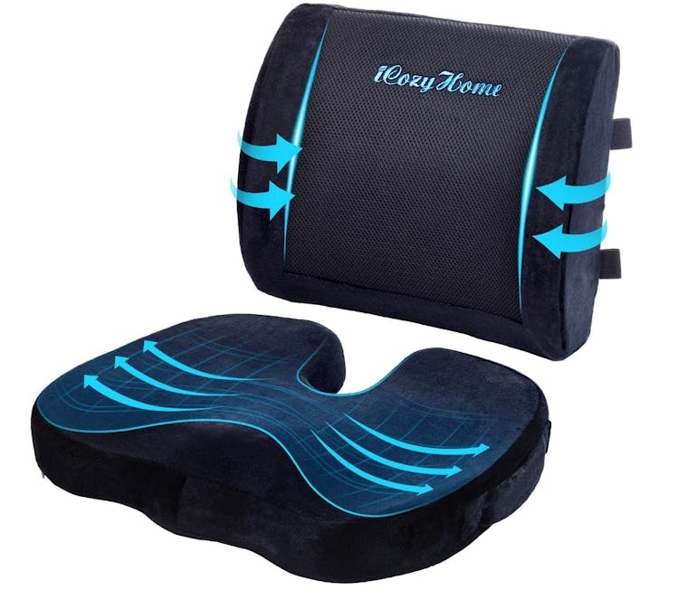 iCozyHome Coccyx Seat Cushion and Lumbar Support Pillow