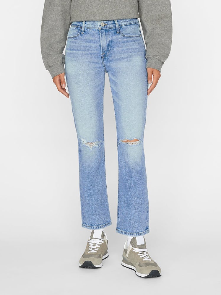FRAME ripped straight-leg jeans