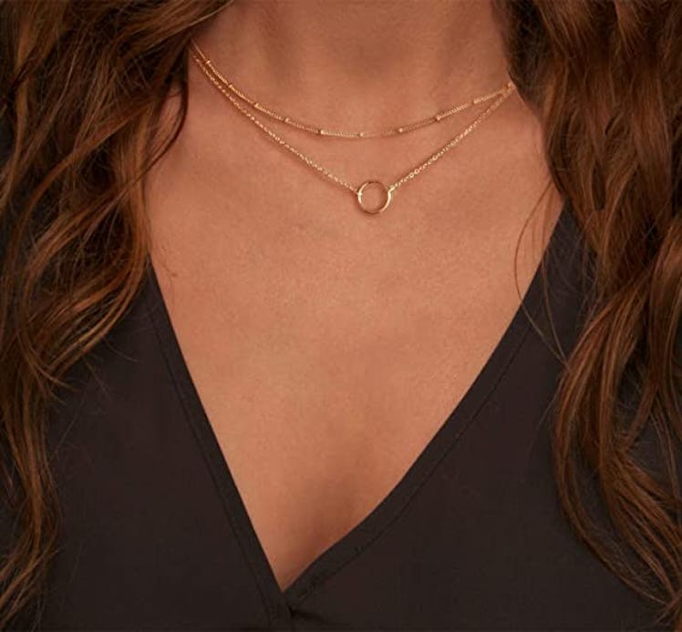 MEVECCO Layered Heart Necklace Pendant