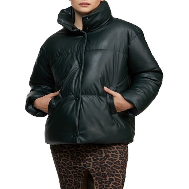 Vegan Leather Puffer Coat