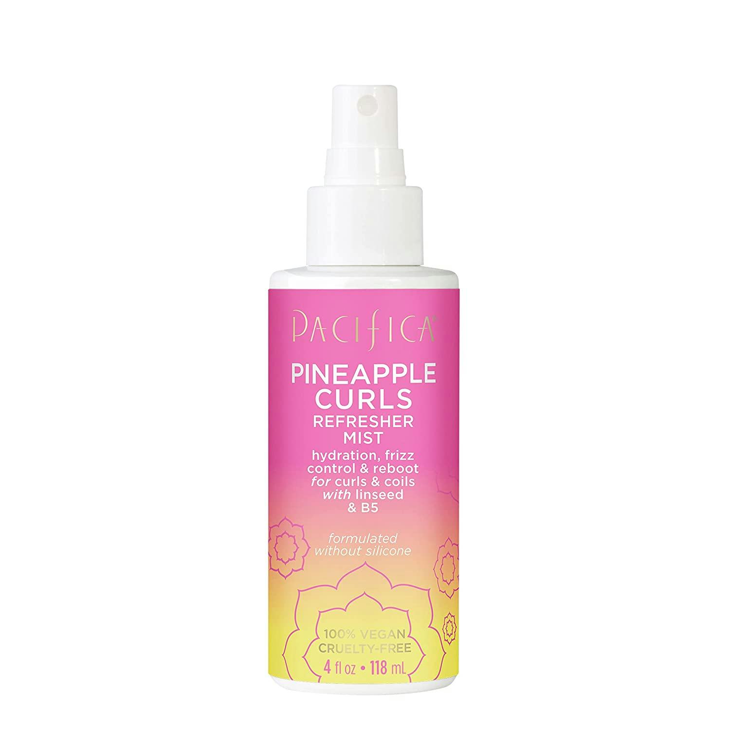 pacifica pineapple curls refresher mist is the best drugstore curl refresher product for frizzy hair