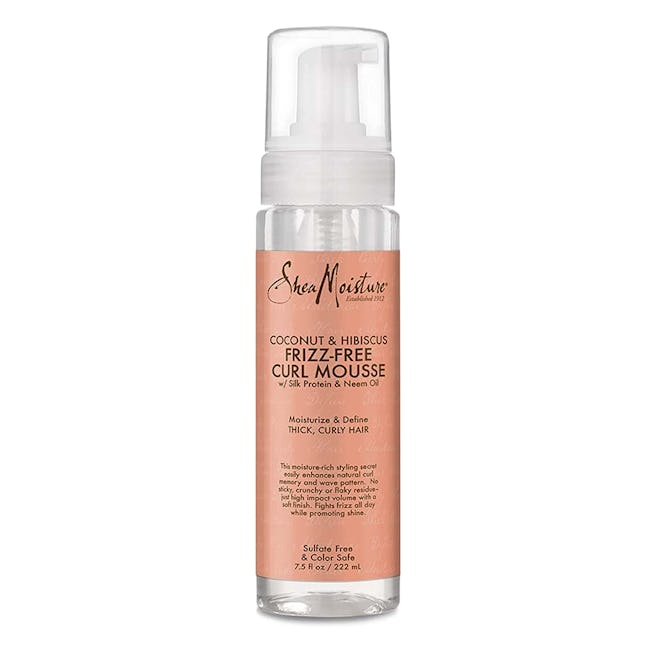 sheamoisture coconut and hibiscus frizz free curl mousse is the best drugstore mousse product for fr...