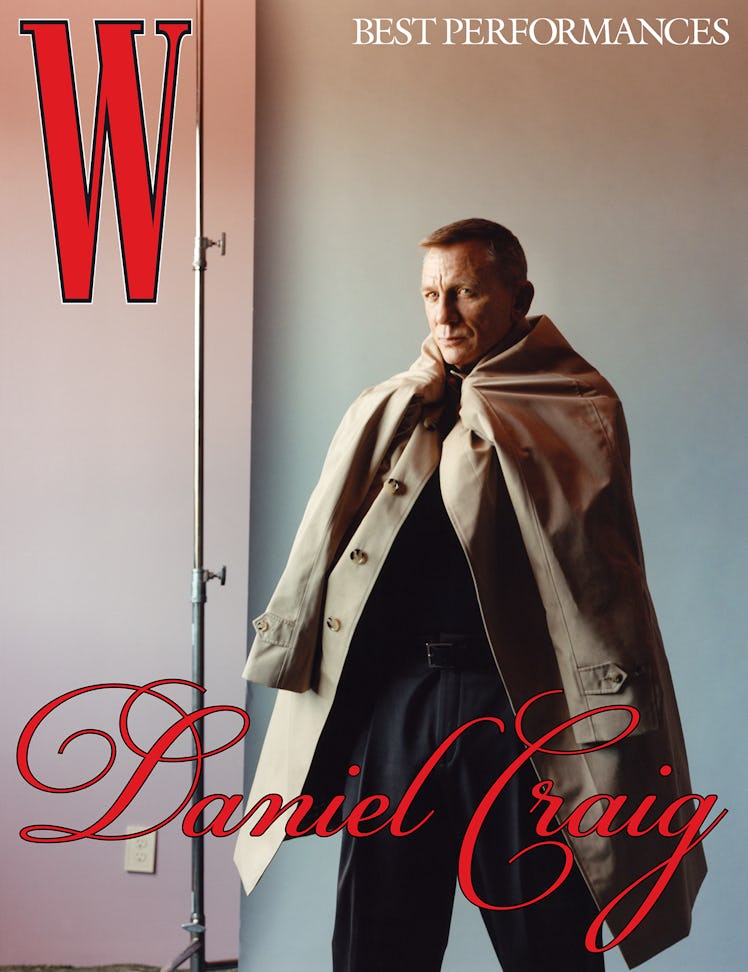Daniel Craig wears a Burberry coat; Hermès pants; R. Turbow Leather belt; his own T-shirt.