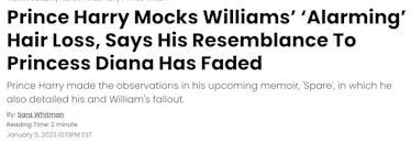 Prince Harry Mocks Williams’ ‘Alarming’ Hair Loss, Says His Resemblance To Princess Diana Has Faded