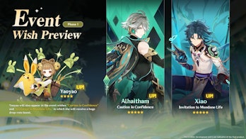 Alhaitham and Xiao banners for Genshin Impact 3.4