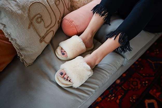 Dearfoams Shearling Slide Slippers