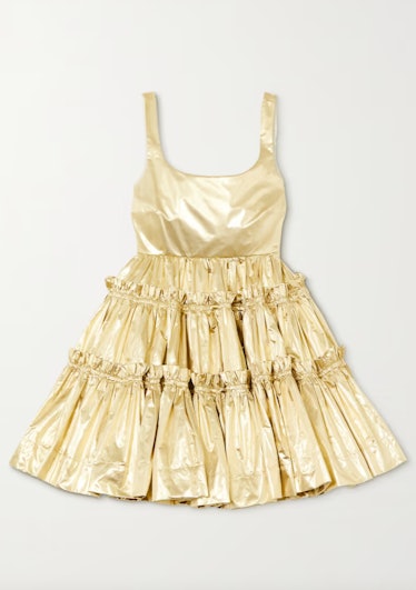 Selene Gathered Metallic Lamé Mini Dress