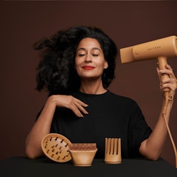 Tracee Ellis Ross, founder of Pattern Beauty natural hair products, with the new Pattern Blow Dryer....