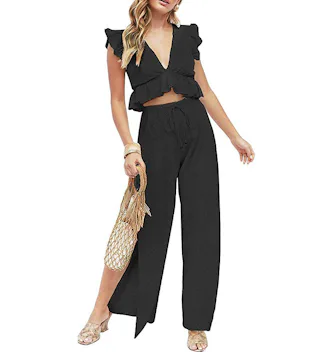FANCYINN Crop Top Wide Leg Pants Set