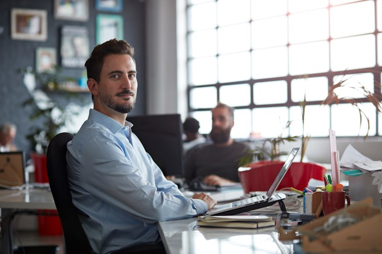 Man looking condescendingly at camera
