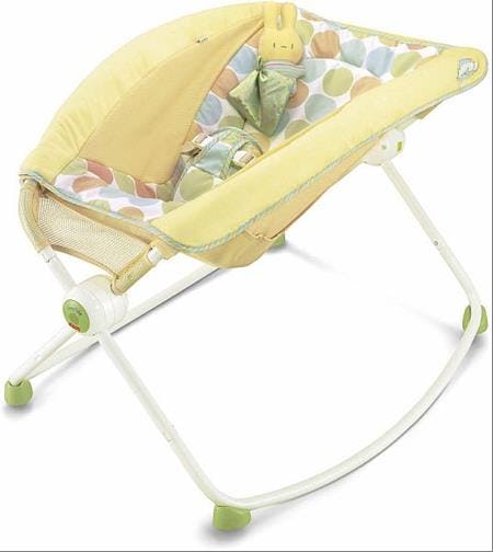 A rocking baby sleeper in a story about what to do with your Fisher-Price Rock 'N Play