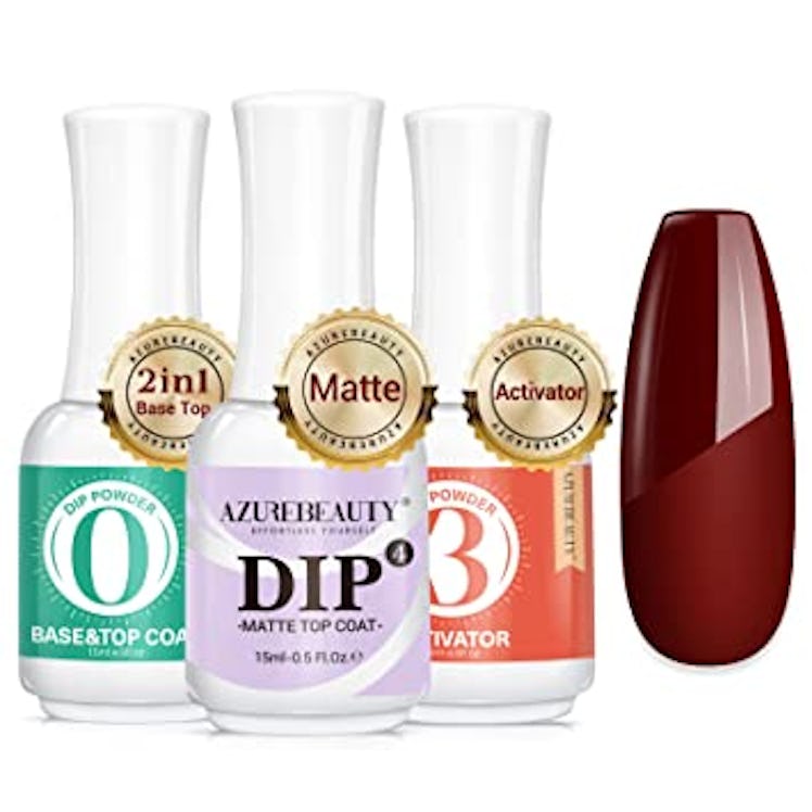 This kit includes one of the best matte top coats for dip nails, plus a base coat and an activator t...