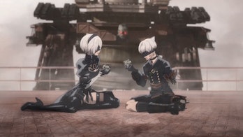 NieR anime 2B and 9S with black boxes