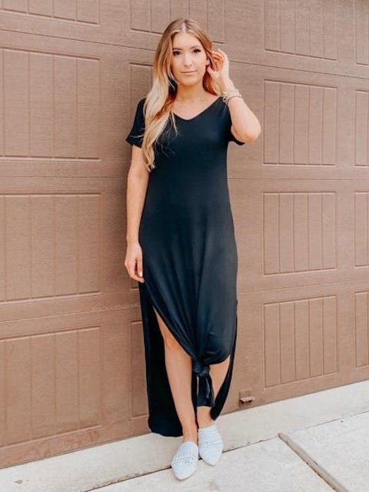 GRECERELLE Loose V-Neck T-Shirt Maxi Dress