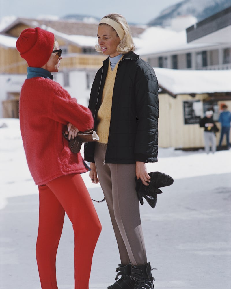 Two women talking in Vail, Colorado, March 1964. 