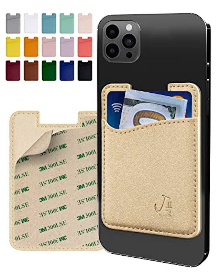 Premium Leather Phone Card Holder - Stick On Wallet for iPhone and Android Smartphones - Minimalist ...