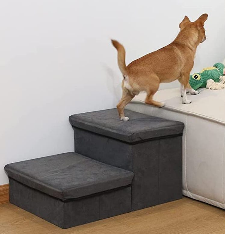 RYpetmia 2-Tier Pet Steps Storage and Adjustable Steps