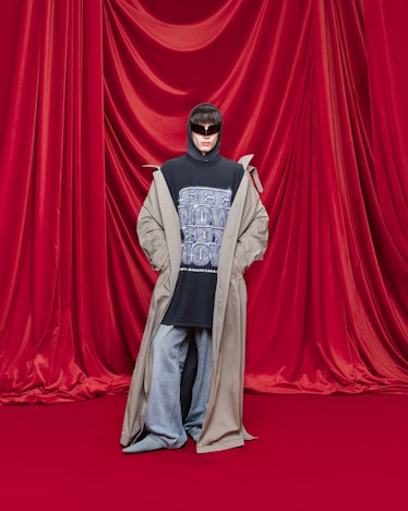 a look from balenciaga spring 2024 demna collection shown at paris fashion week