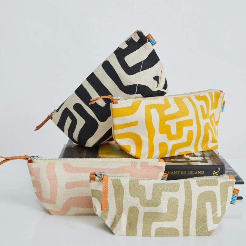 Ubuntu Life Kuba Pouch in Mustard and Eggshell