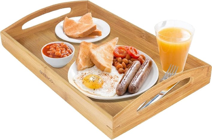 Greenco Bamboo Serving Tray With Handles
