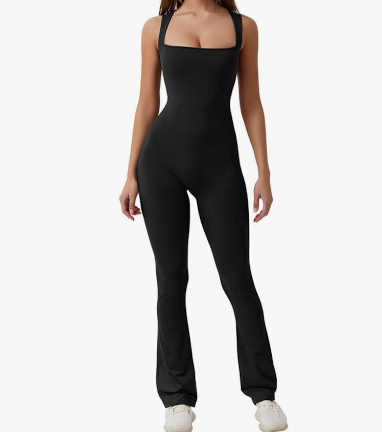 QINSEN Sleeveless Square Neck Jumpsuit