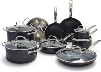 GreenPan Chatham Prime Midnight Hard Anodized Ceramic Nonstick Pots & Pans Set (15 Pieces)