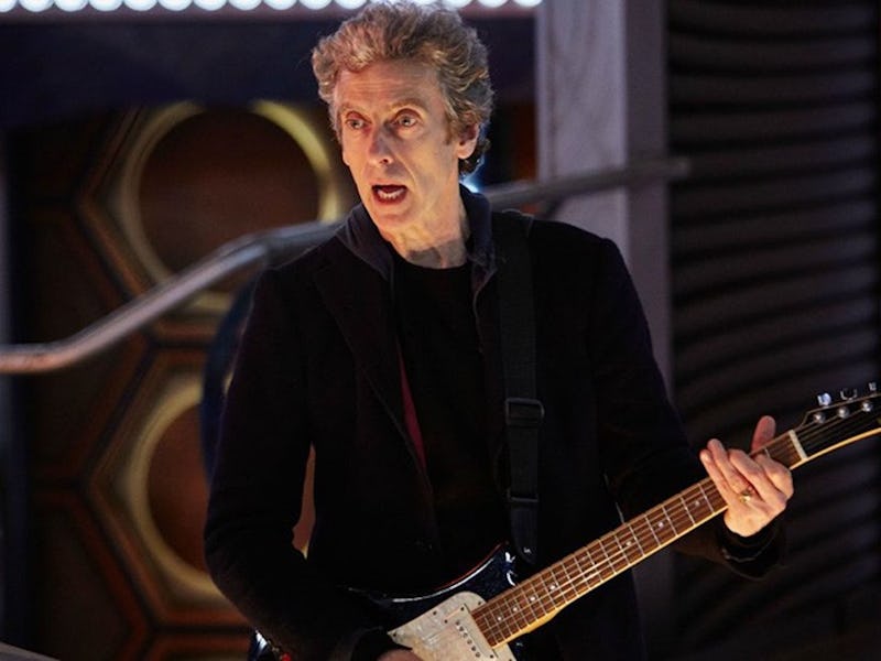 Peter Capaldi with a guitar as The Doctor in 'Doctor Who.'