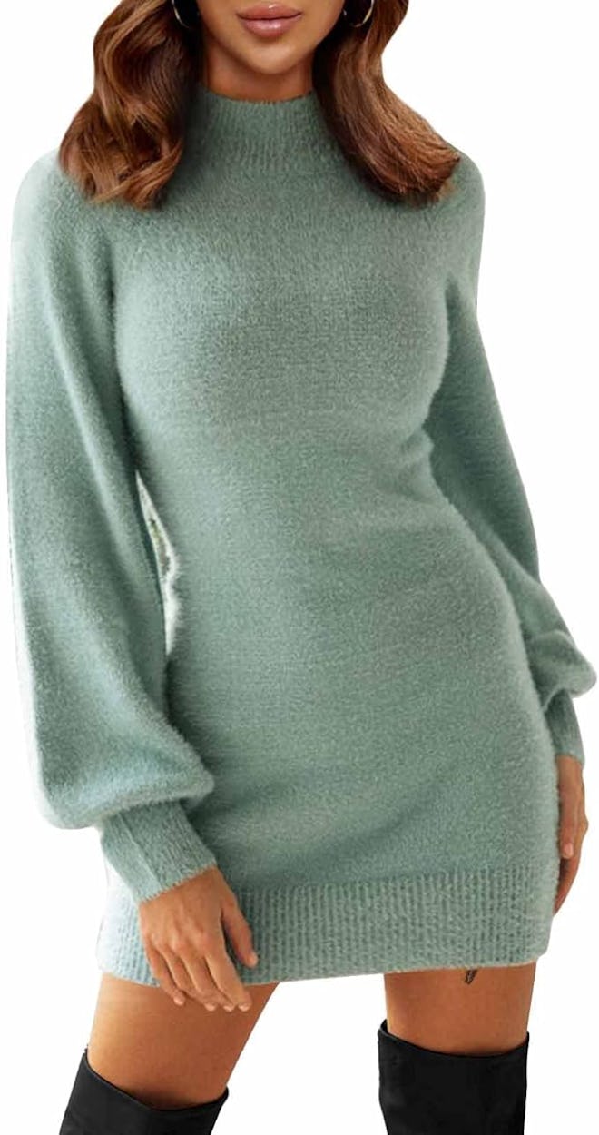 EXLURA Mock Neck Sweater Dress