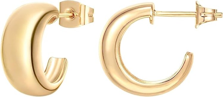 PAVOI 14K Gold Plated Thick Huggie Earrings