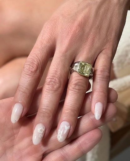 Jennifer Lopez milky wedding nails