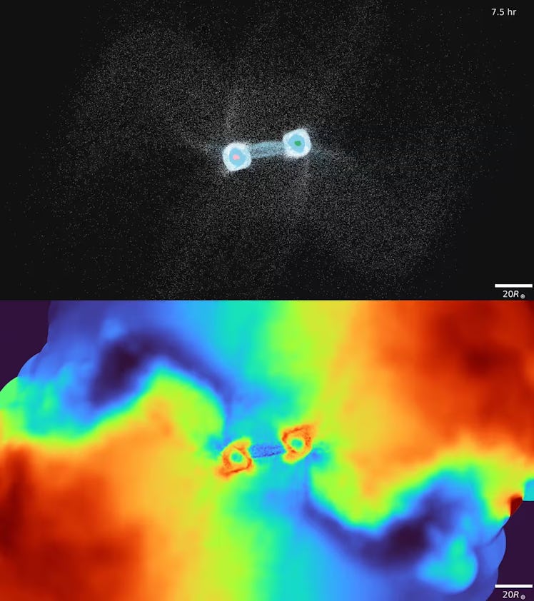 computer simulation of a hypothesized planetary collision around the star ASASSN-21qj