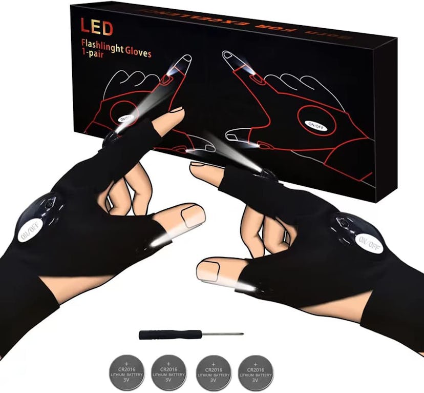 LINDAWANDE Elastic Hands Free LED Flashlight Gloves