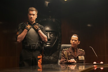 Rafael Casal as Hunter X-5 and Kate Dickie as General Dox in Loki