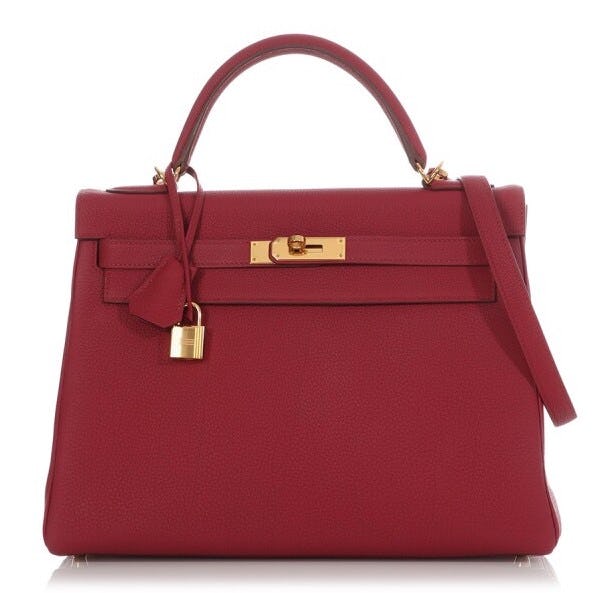 Hermès Rubis Togo Kelly 32 Gold Hardware