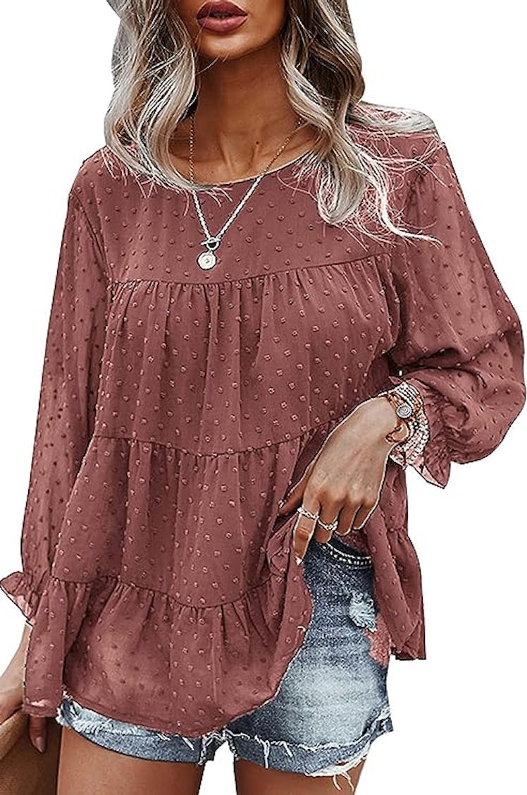 PRETTYGARDEN Chiffon Peplum Top