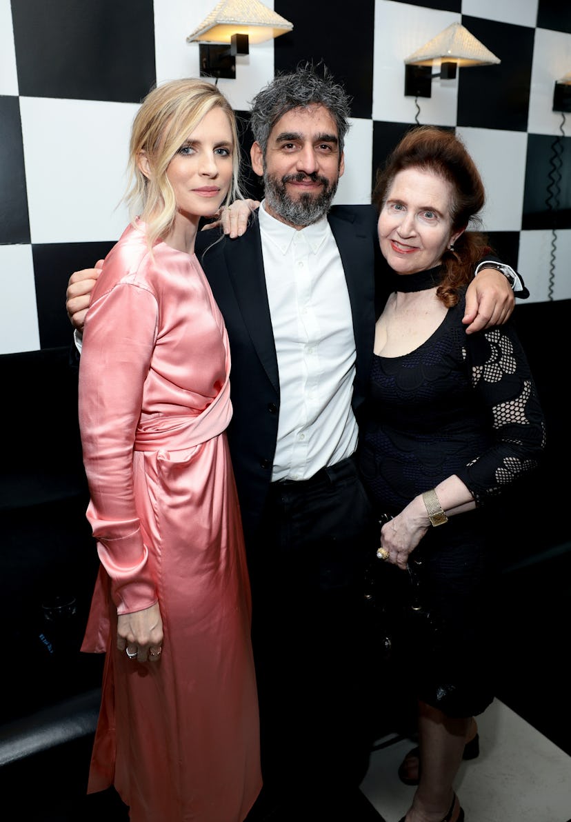 NEW YORK, NEW YORK - OCTOBER 11: (L-R) Brit Marling, Zal Batmanglij and Lynn Hirschberg attend W Mag...