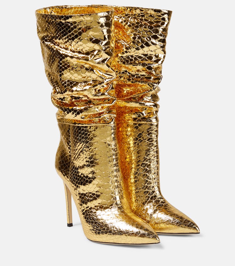 Slouchy Metallic Leather Boots