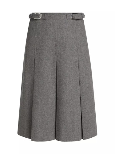 Pleated Wool Blend Skirt