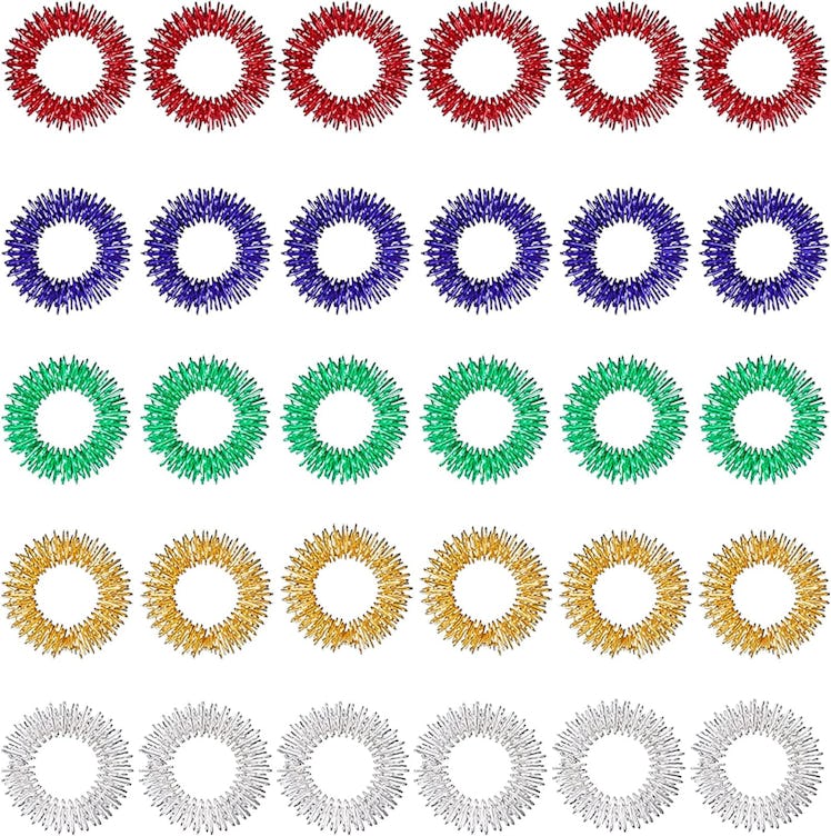 Blulu Acupressure Spiky Sensory Rings (30-Pack)