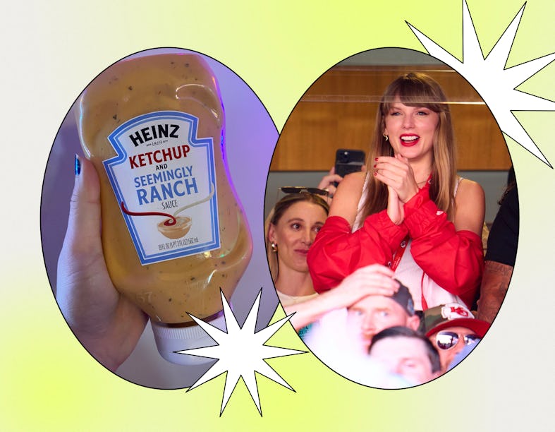 I tried a piece of chicken with ketchup and seemingly ranch, which is Taylor Swift's viral meal at t...