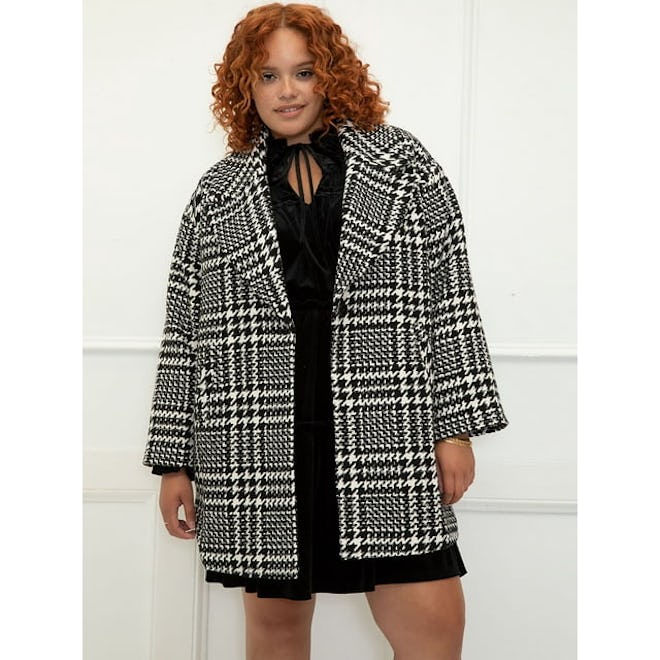 Plus Size Houndstooth Coat