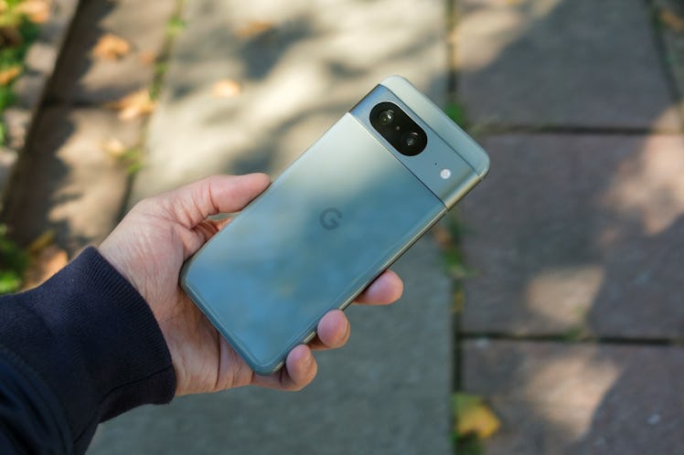 Google's Pixel 8 Android phone is roughly the same size as an iPhone 15 and 15 Pro.