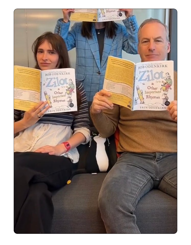Erin and Bob Odenkirk with copies of their new book, Zilot & Other Important Rhymes